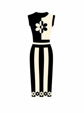 Retro Women's Pencil Skirt in White/Cream With Top